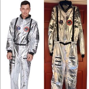 Spaceman silver astronaut jumpsuit costume New XXL